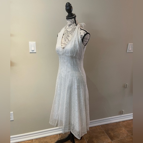 Icy-Webbed Sequin Criss-Cross Back Dress - Picture 3 of 11